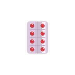 Pack of red round tablets.