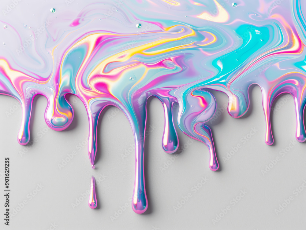 Aufkleber a vibrant swirl of multicolored paint drips elegantly, creating a mesmerizing abstract texture on a 