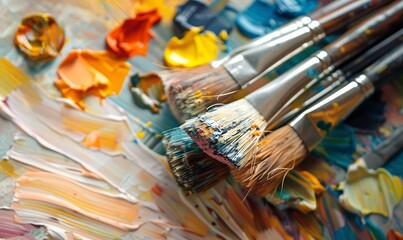 brushes and paints