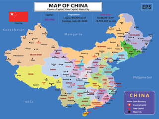 Obraz premium Geography politics map of countries. Map of country with capital, state capital city.