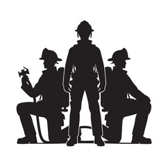Firefighter pose silhouette vector illustration 