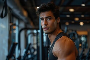 Obraz premium Fitness trainer leading a workout session at a gym