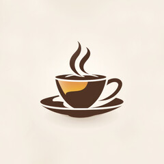 Obraz premium Logo design, a coffee logo, minimalist style in brown colors, the main object is a cup of coffee.
