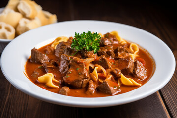 Delicious serving of goulash generative AI