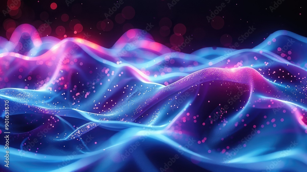 Canvas Prints fluorescent, flowing shapes in a tech background