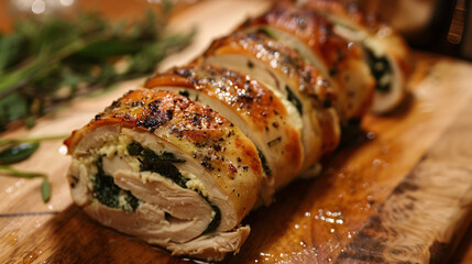 Chicken ballotine sliced