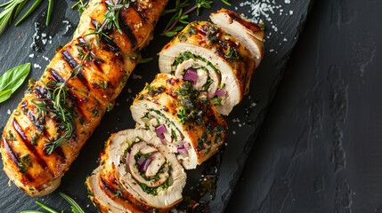 Chicken ballotine sliced