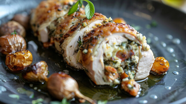 Chicken ballotine sliced