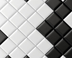 Fototapeta premium Stylish black and white tile pattern showcasing modern interior design elements for elegant decor inspiration.