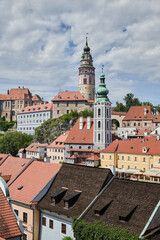 Obraz premium Cityscape of historic centre of Cesky Krumlov, popular tourist destination in south Bohemia region of Czech Republic
