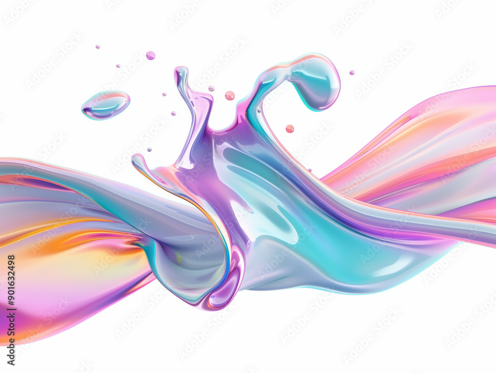 Poster vibrant colorful paint splash creating an artistic flow with dynamic curves, ideal for creative proj