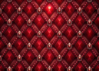 Dramatic luxurious red diamond pattern background featuring intricate crystal-like shapes filled with deep burgundy hues, evoking opulence, sophistication, and refinement in high-resolution detail.