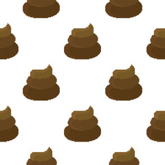 pixel poop with outline seamless pattern on white background