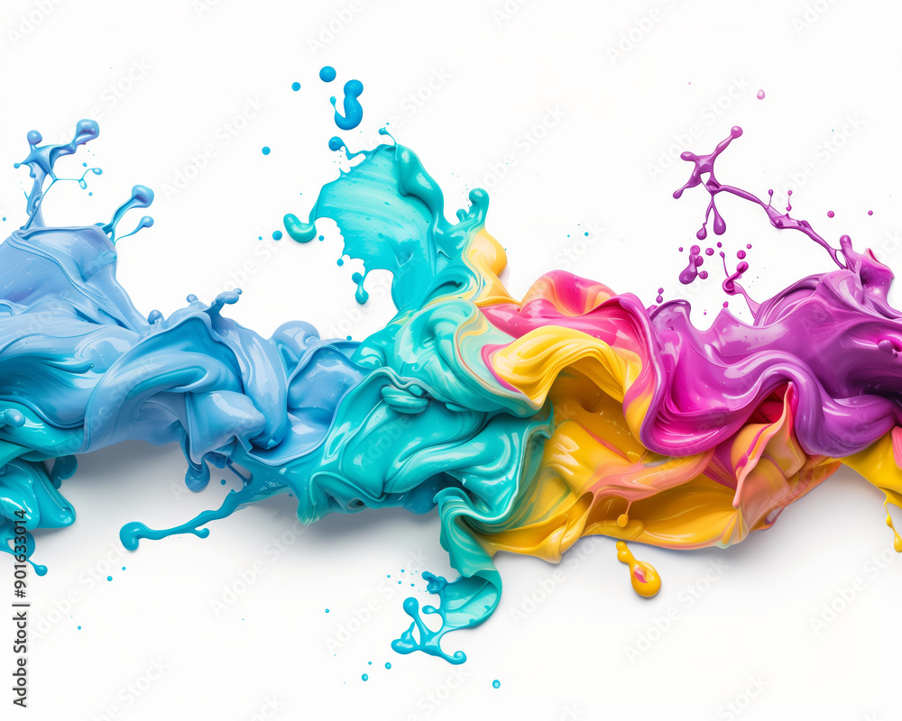 Aufkleber vibrant paint splashes blend harmoniously, creating a dynamic and colorful abstract art piece for ar