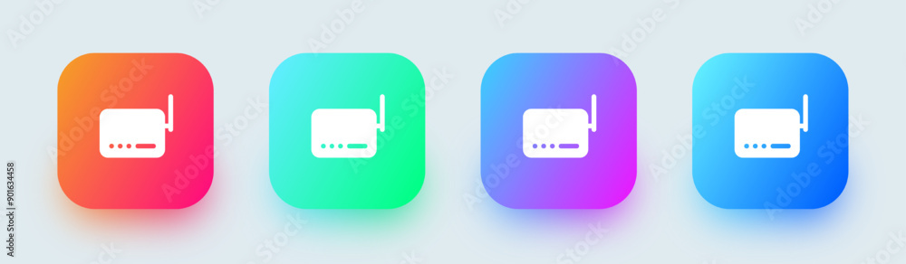 Poster router solid icon in square gradient colors. network connection signs vector illustration.