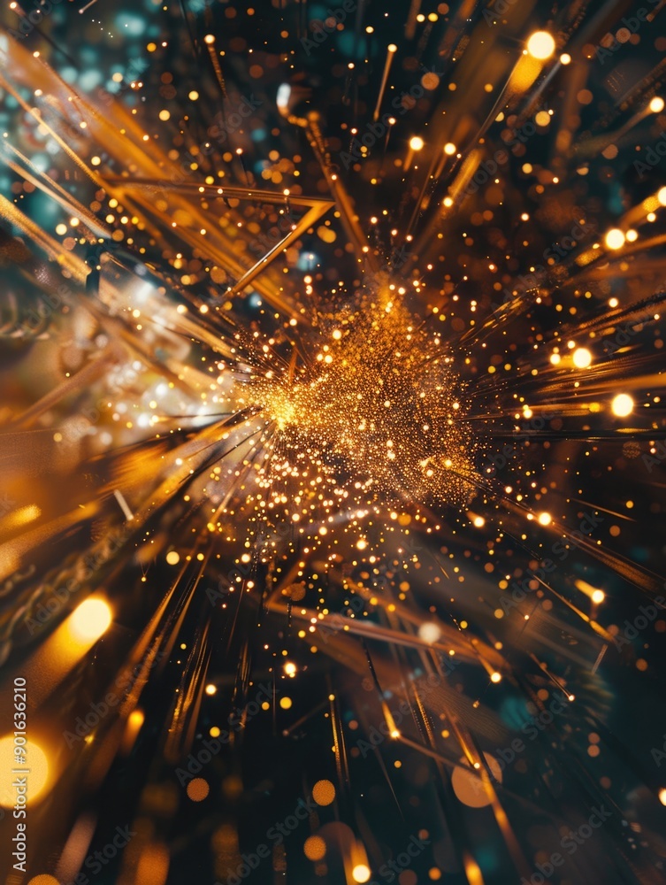Poster a close up of a bright orange explosion of sparks. the image is a representation of the chaos and en