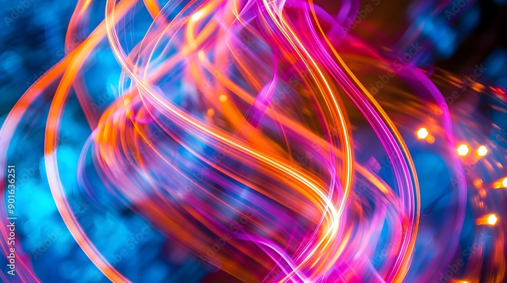 Poster vibrant light trails creating mesmerizing abstract patterns and organic shapes