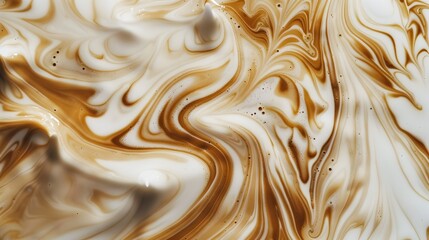 Swirling Milk and Coffee Forming Natural Abstract Patterns and Organic Shapes