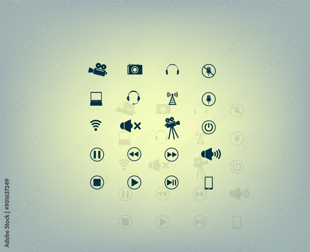 Poster vector icon with shadow on gray background with gradient.