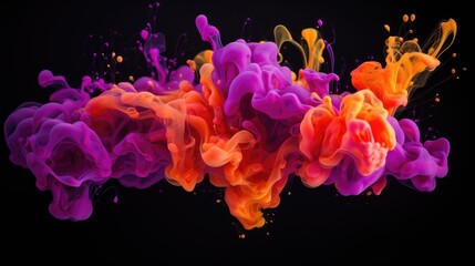 Obraz premium Fluorescent fluid splash in a dark space