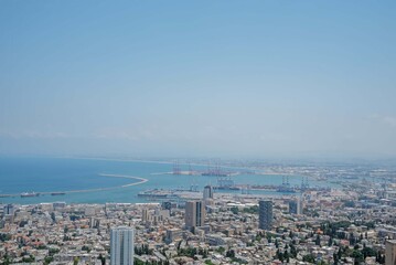 Haifa panoramic view of the city and the Mediterranean Sea