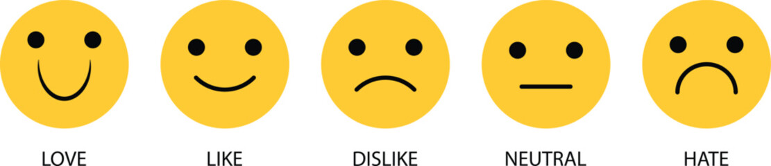 Feedback emoji icons, symbols. Vector illustration