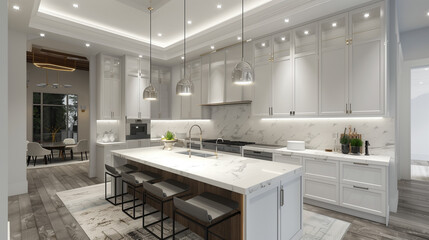 Modern White Kitchen in Estate Home
