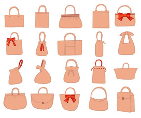 Bag ,shopping bag ,fashion bag and package doodle flat design illustration.