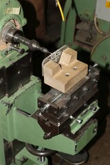 Vintage green wood drill machine