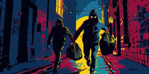 Fototapeta premium Crime Scene: Thieves in Alley