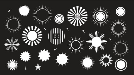 Sun icons vector symbol set