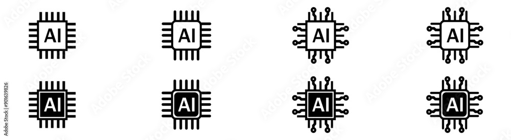 Poster electronic chip of artificial intelligence. computer chip, artificial intelligence, chipping technol