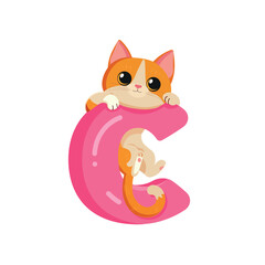 C is for cat english alphabet upper case flashcard