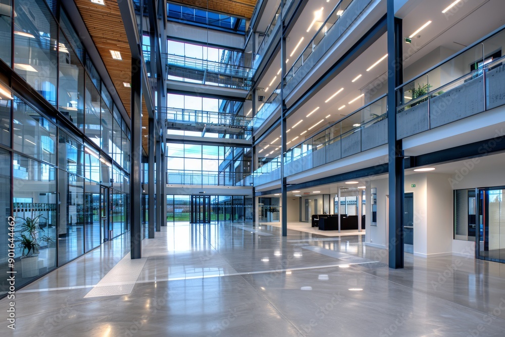 Poster modern lecture hall with tiered seating and state of the art technology creating a conducive environ