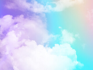 beauty sweet pastel violet  and blue colorful with fluffy clouds on sky. multi color rainbow image. abstract fantasy growing light