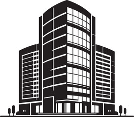 Modern Corporate Tall Building silhouette vector illustration isolated on a white background