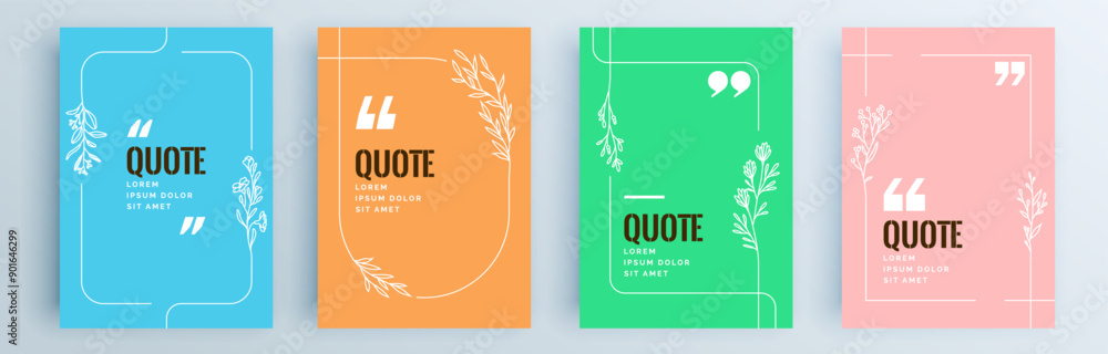 Poster quote frames blank templates set. text in brackets, citation empty speech bubbles, quote bubbles. te
