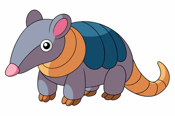 Anteater Vector Illustration, Linocut, Kawaii, Cartoon, Clipart, Line Art Design.