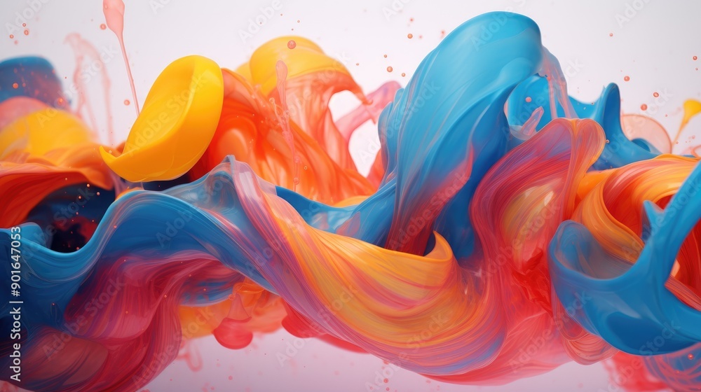 Wall mural Fluid dynamics with colorful motion trails