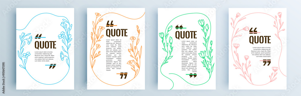 Poster quote frames blank templates set. text in brackets, citation empty speech bubbles, quote bubbles. te