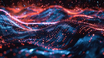 Fluorescent waves with a tech background