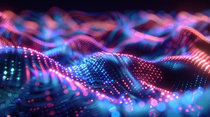 Fluorescent waves with a tech background