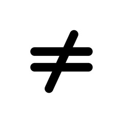 Not equal icon in black, outline style and transparent background