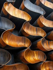 Obraz premium Curved black and gold lines create a mesmerizing visual display in an artistic setting