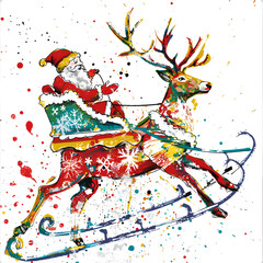 Naklejka premium New Year and Christmas card, graphic advertising backgrounds in a doodle 2D illustrator style.