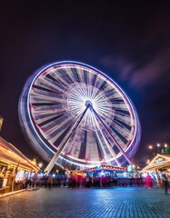Ferris Wheel Light Art at a Night Market with No People