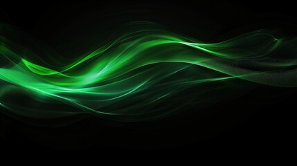 Naklejka premium Abstract Green Waves on Black Background