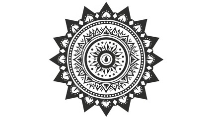 Elegant Black Tribal Mandala Art on White Background