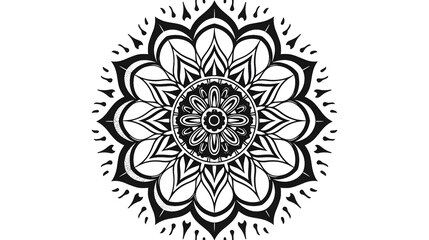 Elegant Circular Black Line Mandala on White Minimalist Background