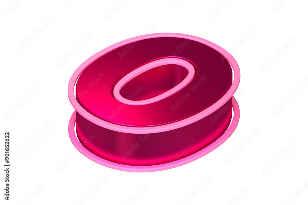Aufkleber 3d number 0 from top in shiny pink. isometric 3d rendering font suitable for poster, web, advertisin